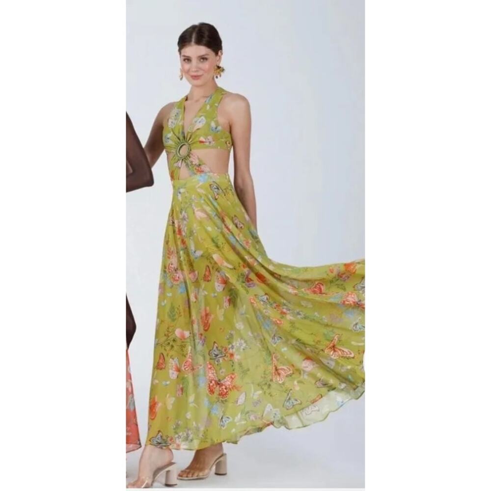My Beachy Side Green Butterfly Begonia Cut-Out Dress Size Small NEW NWT - Picture 2 of 9